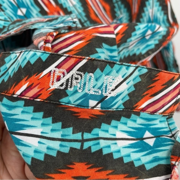 Dale Brisby Rock and Roll Cowboy Aztec Print Shirt Size Small western - Picture 9 of 9